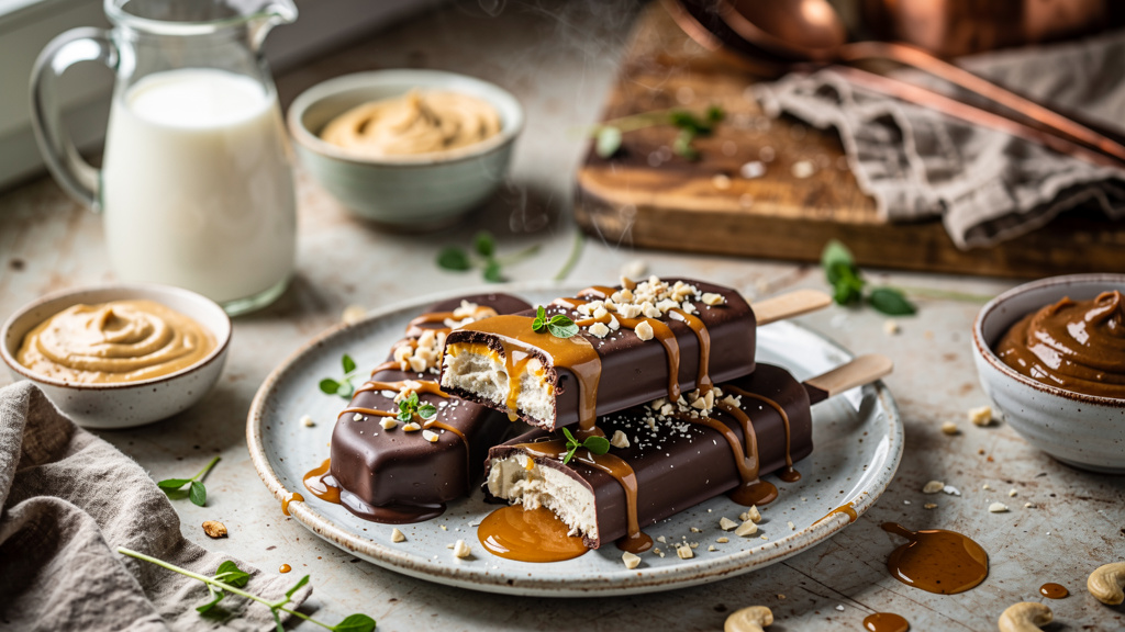 Vegan Magnum Ice Cream Bars with Salted Caramel and Almonds